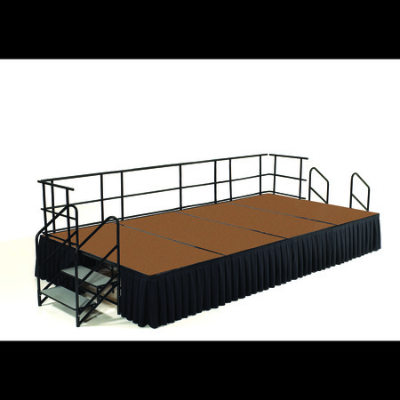 NATIONAL PUBLIC SEATING Stage Package, 8 Ft.x12 Ft.x24"H, Hardboard, Box Pleat Black Skirting SG362404HB-SB10