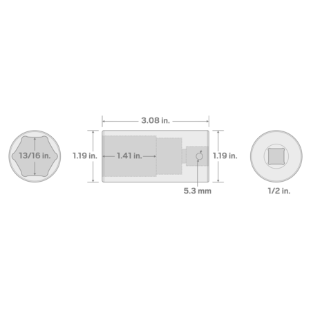 Tekton 1/2 Inch Drive x 13/16 Inch Deep 6-Point Impact Socket SID23021