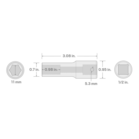 Tekton 1/2 Inch Drive x 11 mm Deep 6-Point Impact Socket SID23111