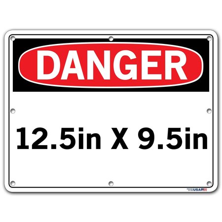 Vestil Sign, Danger, 12.5x9.5", Aluminum, .063, SI-D-55-B-AL-063 SI-D-55-B-AL-063