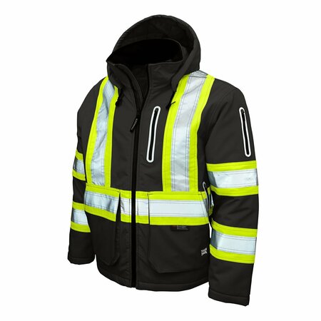 TOUGH DUCK Mens Insulated Flex Safety Jacket, Blk. SJ401