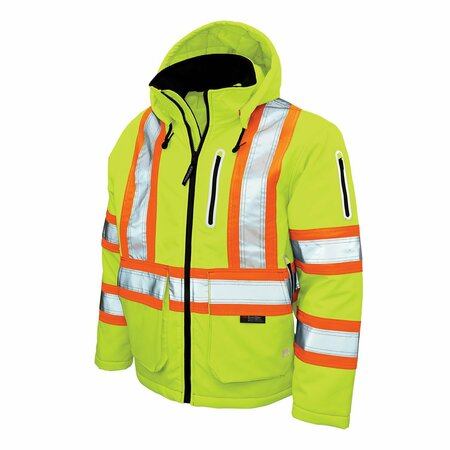 TOUGH DUCK Mens Insulated Flex Safety Jacket, Fluor. SJ402