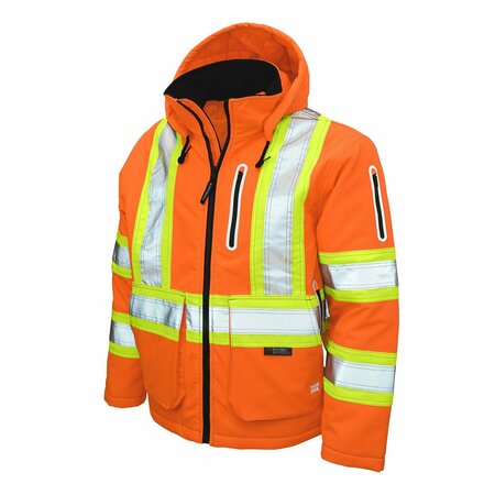 TOUGH DUCK Mens Insulated Flex Safety Jacket, Fluor. SJ401