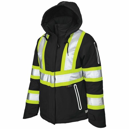 TOUGH DUCK Womens Insulated Flex Safety Jacket, Blk. SJ411