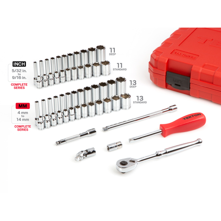 Tekton 1/4" Drive, Socket and Ratchet Set SAE, Metric, 55 pcs SKT05301