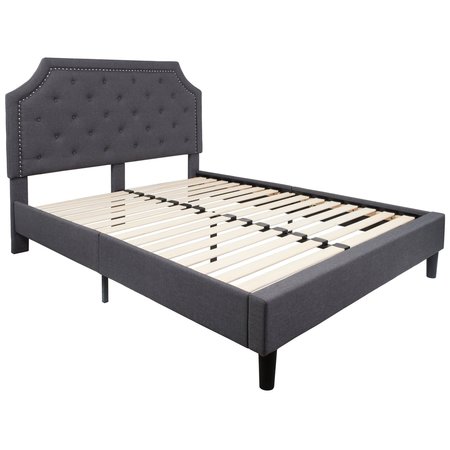 Flash Furniture Brighton Queen Platform Bed, Dark Gray SL-BK4-Q-DG-GG