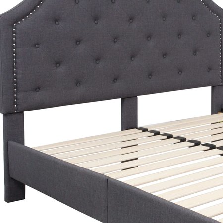 Flash Furniture Brighton Queen Platform Bed, Dark Gray SL-BK4-Q-DG-GG