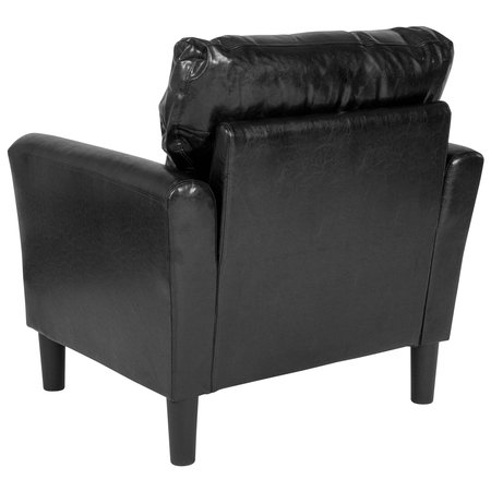 Flash Furniture Contemporary Chair, Leather, 17-3/4" Height, Tailored Arms, Black LeatherSoft SL-SF920-1-BLK-GG
