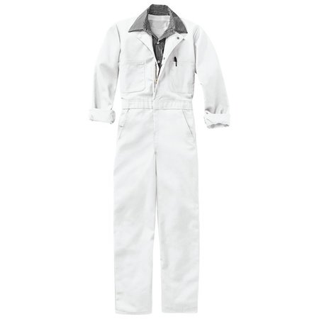 Red Kap Coverall, Chest 46In., White CT10WH RG 46