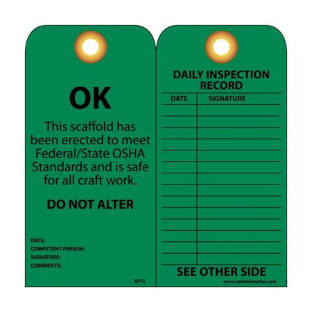 NMC Meet Federal/State Osha Standards Tag, Pk25 SPT3