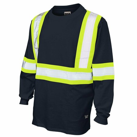 TOUGH DUCK L/S Safety T-Shirt w/100pct. Cotton, Navy ST212