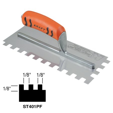 SUPERIOR TILE CUTTER AND TOOLS Square-Notch Trowel, 1/8" x 1/8" x 1/8 ST401PF