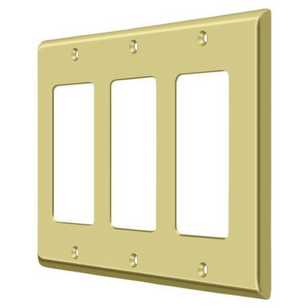 DELTANA Triple Rocker Switch Plate, Number of Gangs: 3 Solid Brass, Polished Brass Finish SWP4740U3