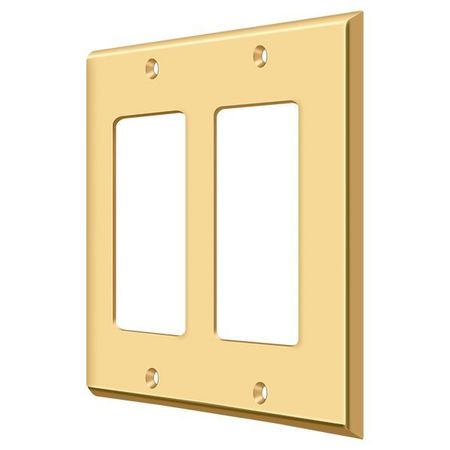DELTANA Double Rocker Switch Plate, Number of Gangs: 2 Solid Brass, PVD Polished Brass Finish SWP4741CR003