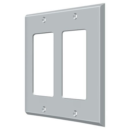 DELTANA Double Rocker Switch Plate, Number of Gangs: 2 Solid Brass, Brushed Chrome Finish SWP4741U26D