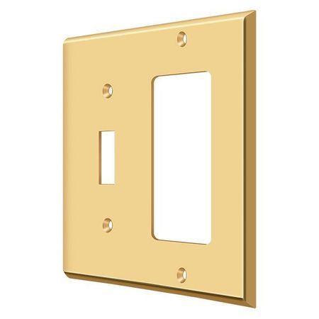 DELTANA Single Switch/Single Rocker Switch Plate, Number of Gangs: 2 Solid Brass, PVD Polished Brass Finish SWP4743CR003