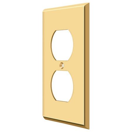DELTANA Double Outlet Switch Plate, Number of Gangs: 1 Solid Brass, PVD Polished Brass Finish SWP4752CR003