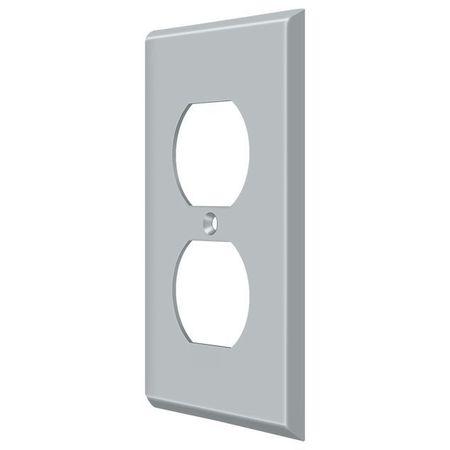 DELTANA Double Outlet Switch Plate, Number of Gangs: 1 Solid Brass, Brushed Chrome Finish SWP4752U26D