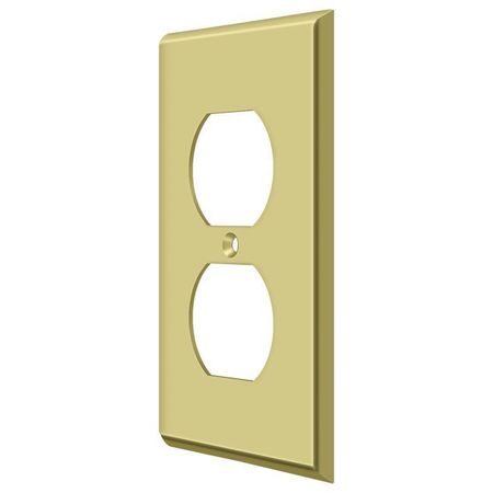 DELTANA Double Outlet Switch Plate, Number of Gangs: 1 Solid Brass, Polished Brass Finish SWP4752U3