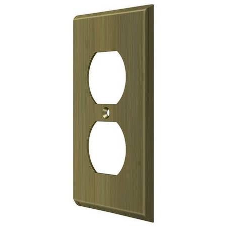 DELTANA Double Outlet Switch Plate, Number of Gangs: 1 Solid Brass, Antique Brass Finish SWP4752U5