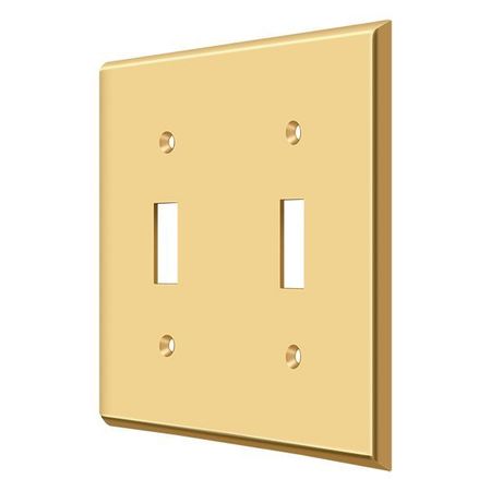 DELTANA Double Standard Switch Plate, Number of Gangs: 2 Solid Brass, PVD Polished Brass Finish SWP4761CR003