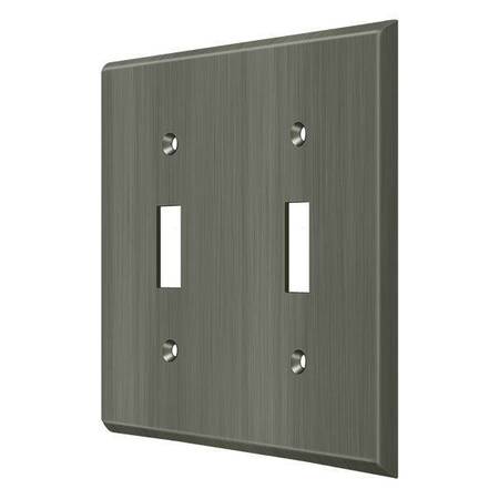 DELTANA Double Standard Switch Plate, Number of Gangs: 2 Solid Brass, Antique Nickel Finish SWP4761U15A
