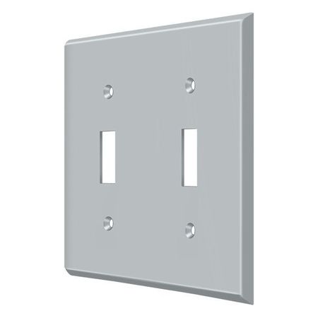 DELTANA Double Standard Switch Plate, Number of Gangs: 2 Solid Brass, Brushed Chrome Finish SWP4761U26D