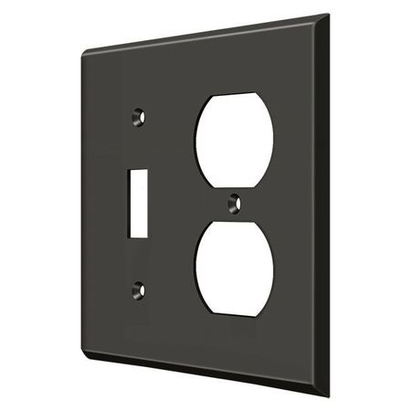 DELTANA Single Switch/Double Outlet Switch Plate, Number of Gangs: 2 Solid Brass, Oil Rubbed Bronze Finish SWP4762U10B