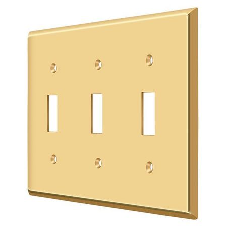 DELTANA Triple Standard Switch Plate, Number of Gangs: 3 Solid Brass, PVD Polished Brass Finish SWP4763CR003