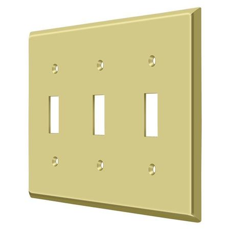 DELTANA Triple Standard Switch Plate, Number of Gangs: 3 Solid Brass, Polished Brass Finish SWP4763U3