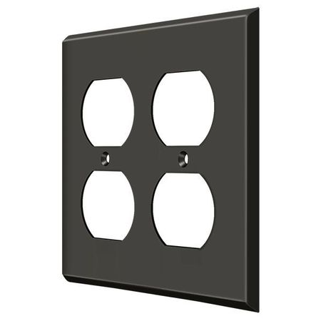 DELTANA Quadruple Outlet Switch Plate, Number of Gangs: 2 Solid Brass, Oil Rubbed Bronze Finish SWP4771U10B