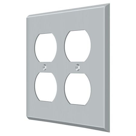 DELTANA Quadruple Outlet Switch Plate, Number of Gangs: 2 Solid Brass, Brushed Chrome Finish SWP4771U26D