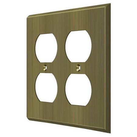 DELTANA Quadruple Outlet Switch Plate, Number of Gangs: 2 Solid Brass, Antique Brass Finish SWP4771U5