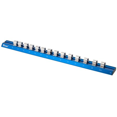 TITAN Metric Magnetic Alum"um Socket Rail, 1/2" Drive TIT32098