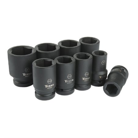 TITAN 1" Drive Impact Sockets, Deep, SAE, 1"Drive, 9 pcs., SAE 40309