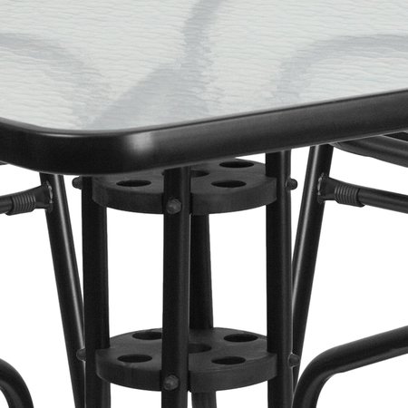 Flash Furniture 31.5" Square Glass Metal Table w/ 4 Metal Chairs TLH-0732SQ-017CBK4-GG