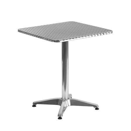 Flash Furniture Square Table Set, 23.5 W, 23.5 L, 27.5 H, Aluminum, Plastic, Rattan, Stainless Steel Top, Grey TLH-ALUM-24SQ-020BKCHR2-GG