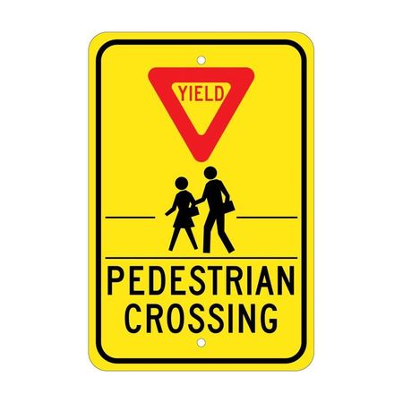 Nmc Yield Pedestrian Crossing Sign, TM169J TM169J