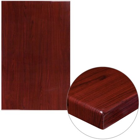 Flash Furniture Rectangle Mahogany Resin Table Top, 30" x 48", 30" W, 48" L, 2" H, Resin Top, Mahogany TP-MAH-3048-GG