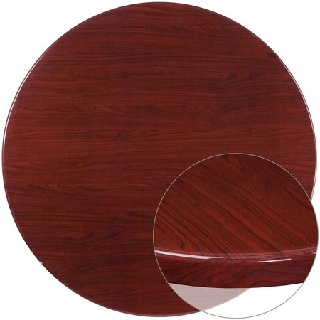 Flash Furniture Round Round High-Gloss Mahogany Resin Table To, 48" W, 48" L, 2" H, Resin Top, Mahogany TP-MAH-48RD-GG