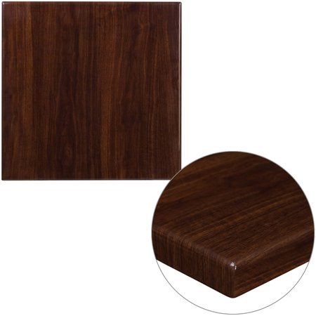 Flash Furniture Square High-Gloss Walnut Resin Table Top TP-WAL-2424-GG