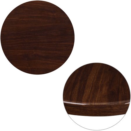 Flash Furniture Round High-Gloss Walnut Resin Table Top TP-WAL-24RD-GG