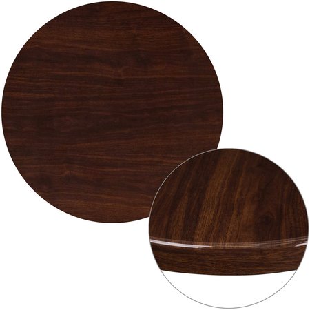 Flash Furniture Round High-Gloss Walnut Resin Table Top TP-WAL-30RD-GG