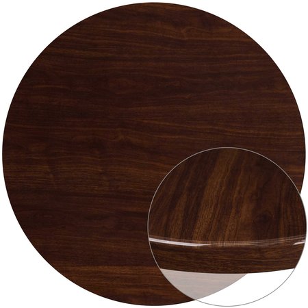 Flash Furniture Round Round High-Gloss Walnut Resin Table Top, 48" W, 48" L, 2" H, Resin Top, Walnut TP-WAL-48RD-GG