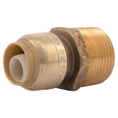 Sharkbite Push-to-Connect, Threaded Male Reducing Adapter, 1/2 in Tube Size, Brass, Brass U116LF