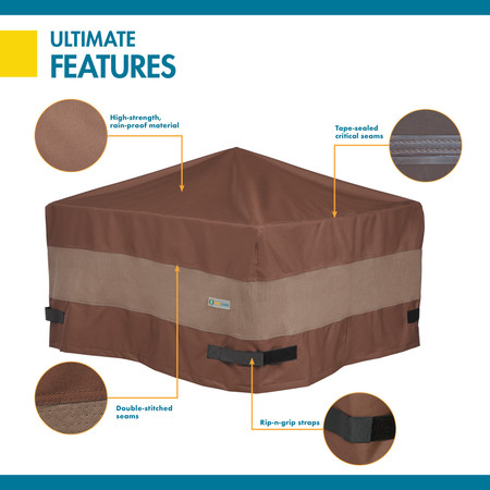 Duck Covers Ultimate Brown Patio Square Fire Pit Cover, 44"W x44"D x 24"H UFPS444424