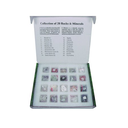 UNITED SCIENTIFIC Rock And Mineral Collection, 20 Specimen UNROCMIN20
