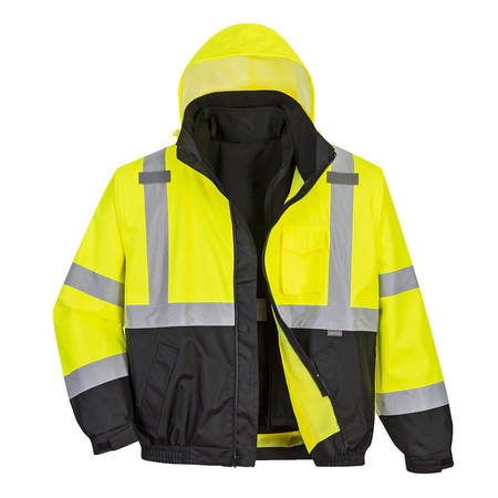 PORTWEST Hi-Vis 3in1 Premium Bomber Jkt, XL US365