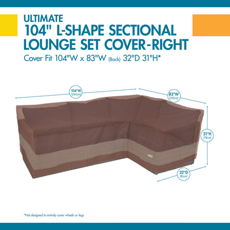 Duck Covers Ultimate Brown Patio Sectional Cover, 104"L (left) x 83"L (right) USC10685