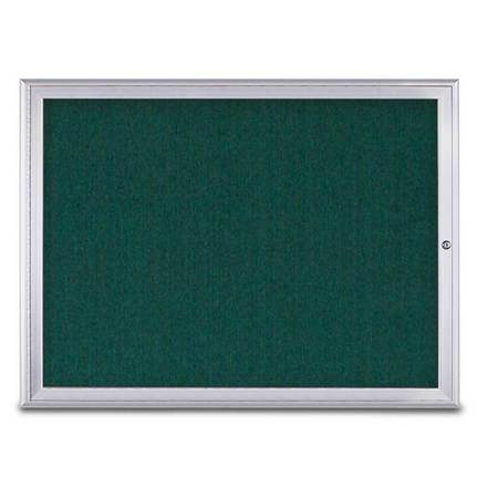 UNITED VISUAL PRODUCTS Single Door Radius Corkboard, 48"X36", S UV80031-SATIN-DRKSPR